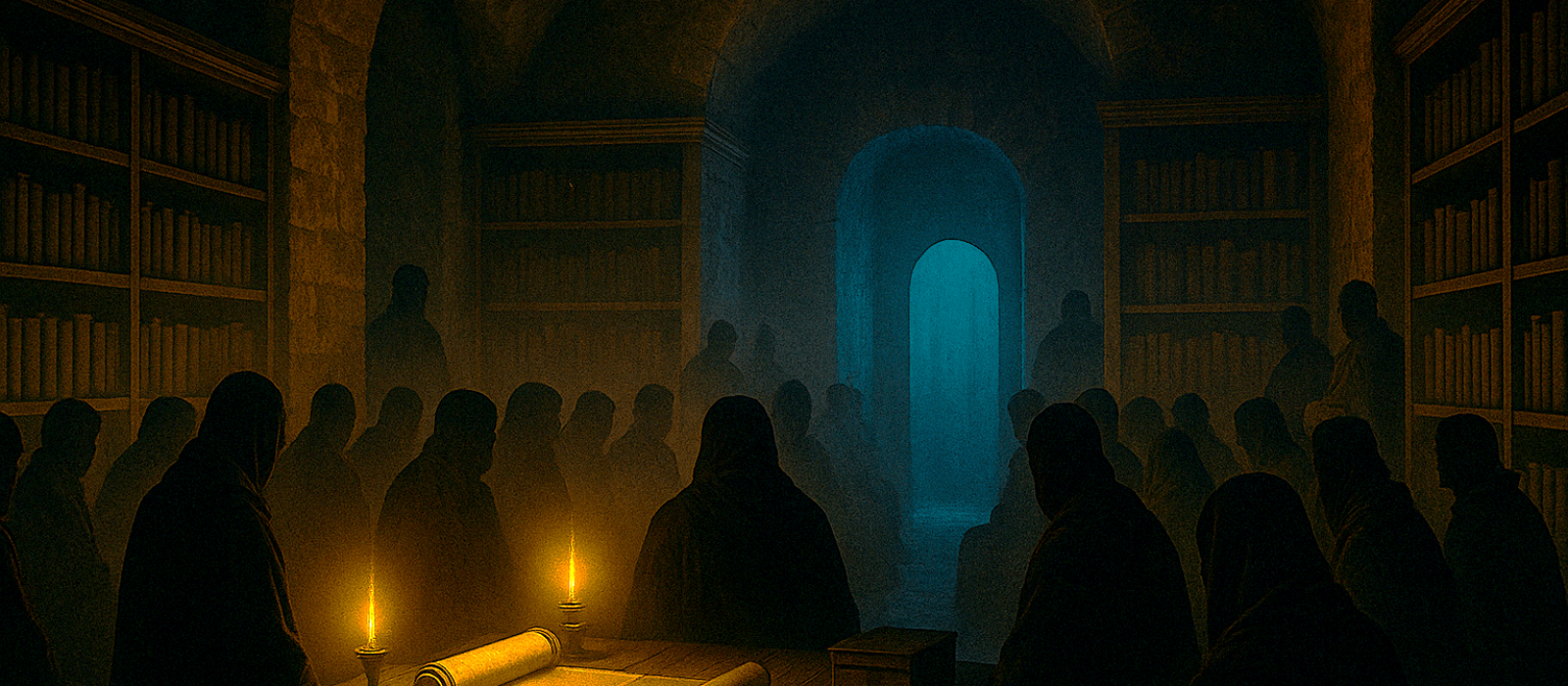 Secret brit milah by oil-lamp as parents and mohel stand in silhouette while soldiers patrol outside.